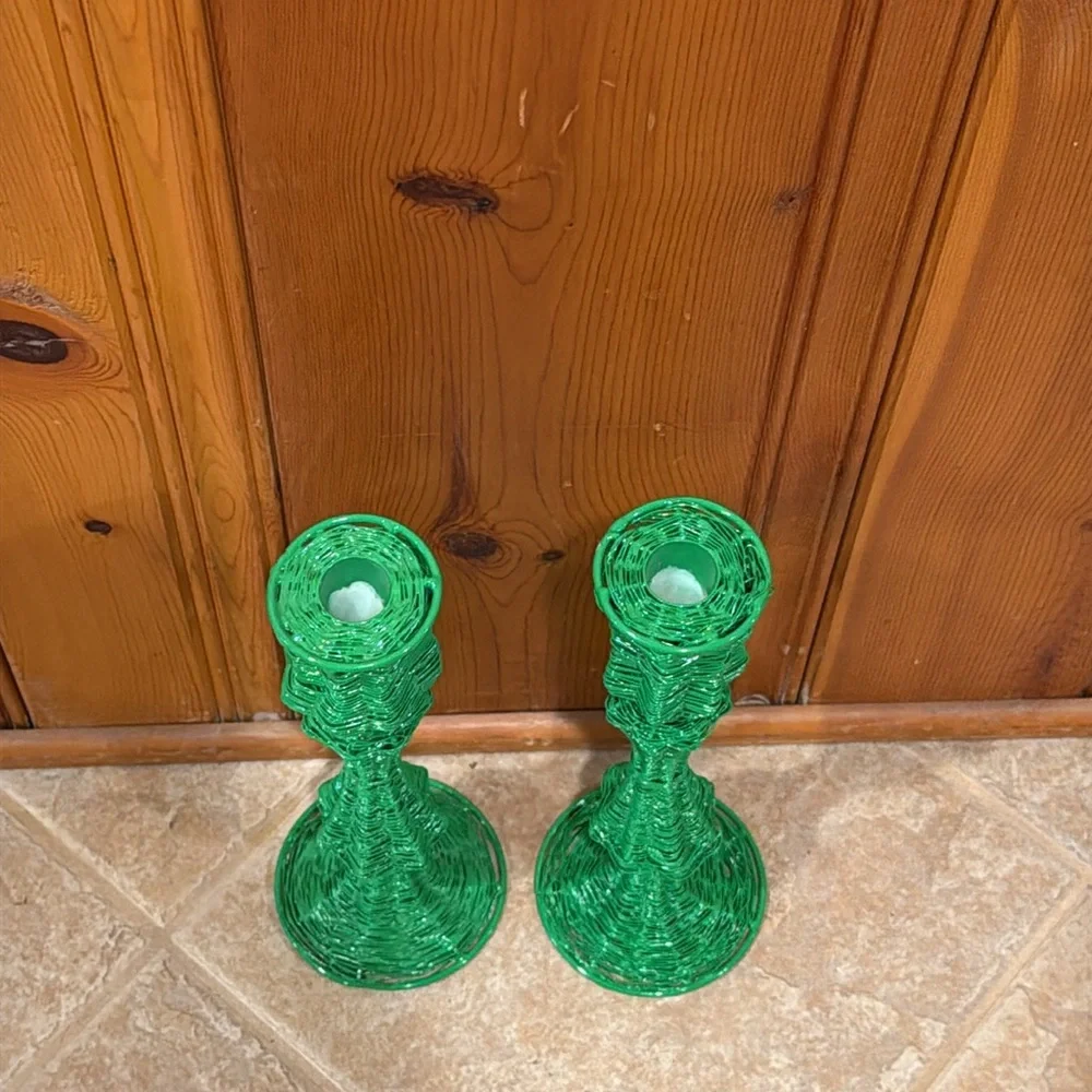 Two Crate & Barrel Candlestick Holders
